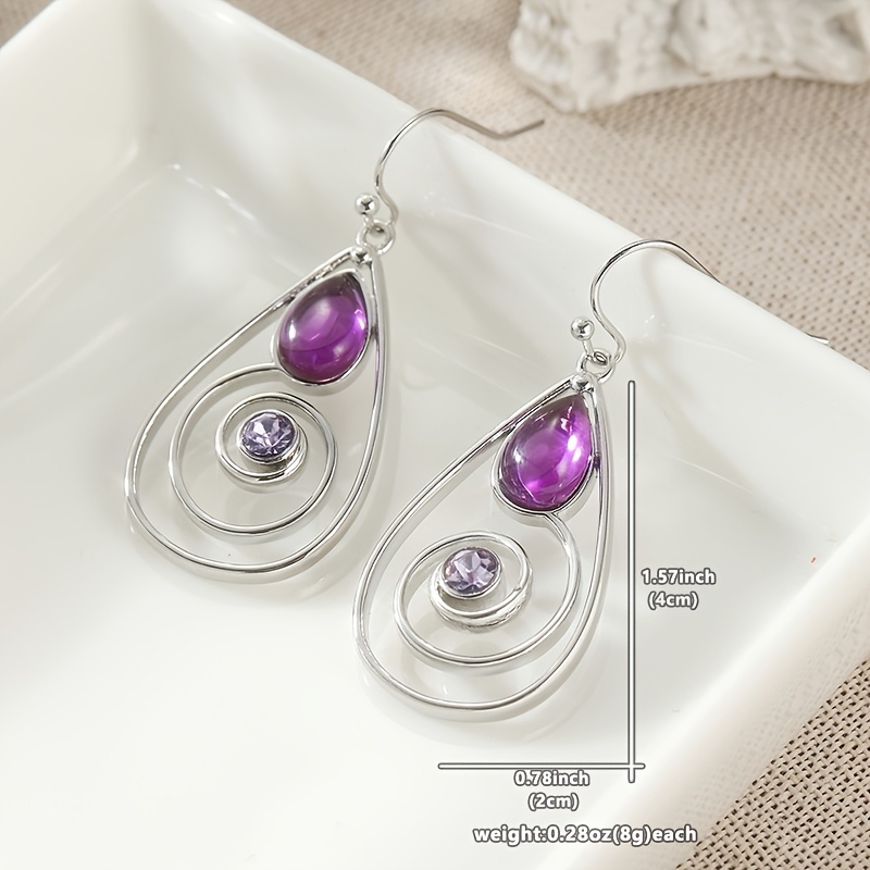 Classic Bohemian Synthetic Purple Cubic Zirconia Dangle Earrings